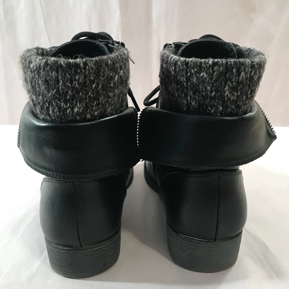 Mudd Womens sz9M Lace-up Knit Ankle Cuff Boots-Blk - Picture 4 of 8
